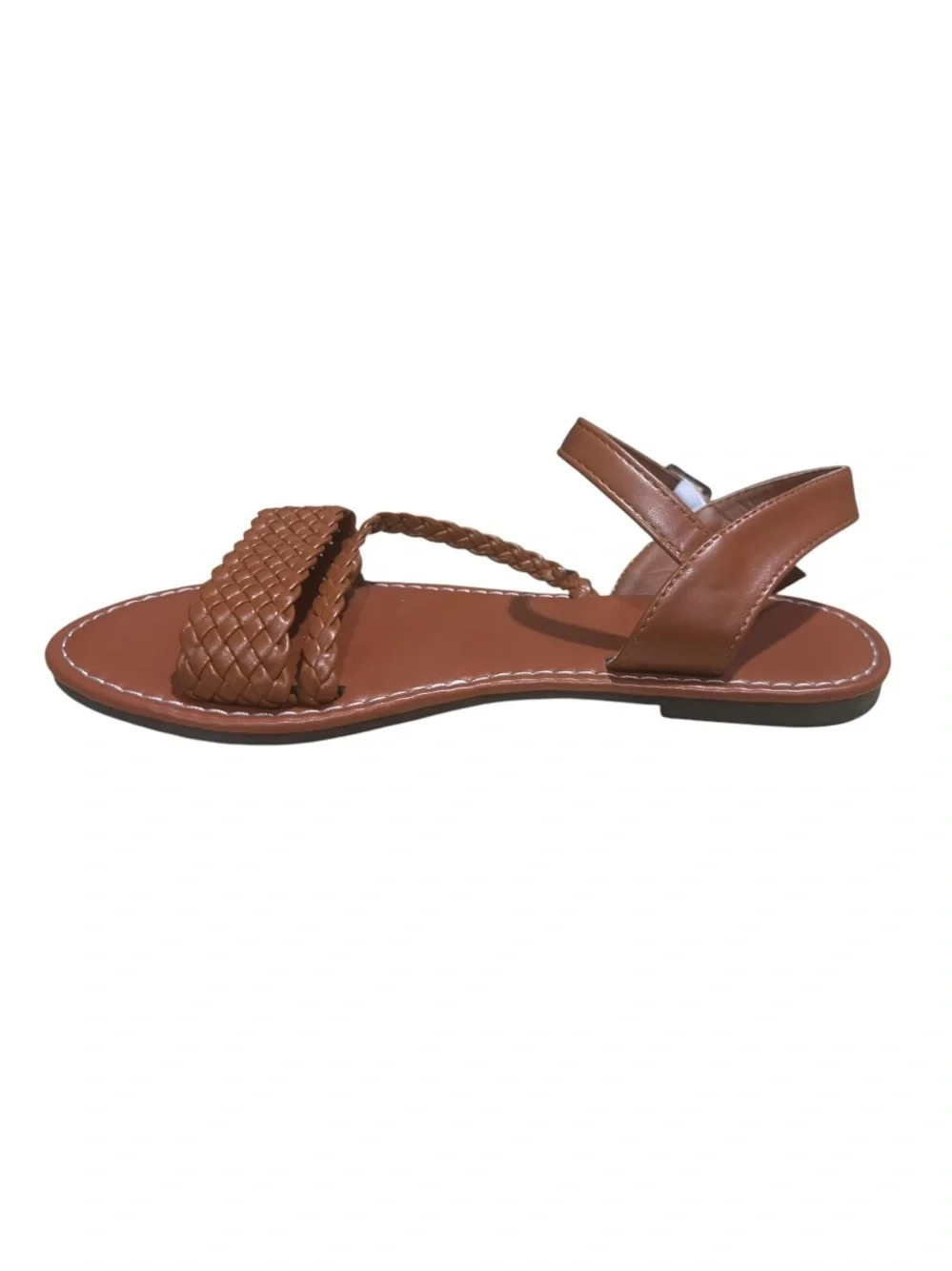 Braided Flat Sandals Brown - Size 38